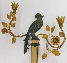 VNTG Gilded Metal & Wood Ornate Palladio Wall Hangings Parrots alternative image