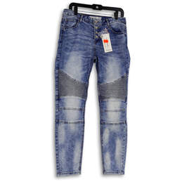 NWT Womens Blue Mid Rise Button-Fly Medium Wash Denim Skinny Jeans Size 32