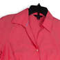 Womens Pink Spread Collar Short Sleeve Casual Button-Up Shirt Size 16 image number 3
