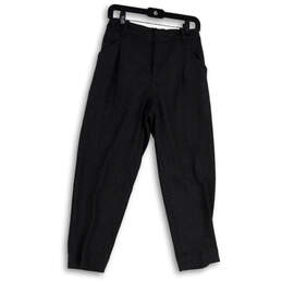 Womens Black Flat Front Slash Pocket Straight Leg Dress Pants Size 4