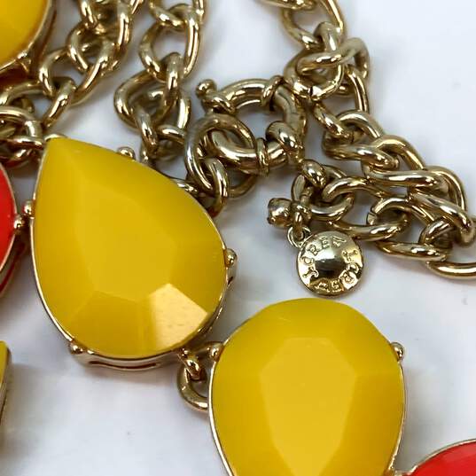 Designer J. Crew Gold-Tone Yellow Coral Link Chain Statement Necklace image number 4