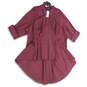 NWT Womens Purple Pleated Roll Tab Sleeve Hi Low Hem Blouse Top Size 26 image number 1