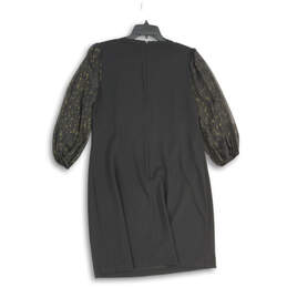 NWT Womens Black 3/4 Sleeve Round Neck Back Zip Short Sheath Dress Size 12 alternative image