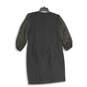NWT Womens Black 3/4 Sleeve Round Neck Back Zip Short Sheath Dress Size 12 image number 2