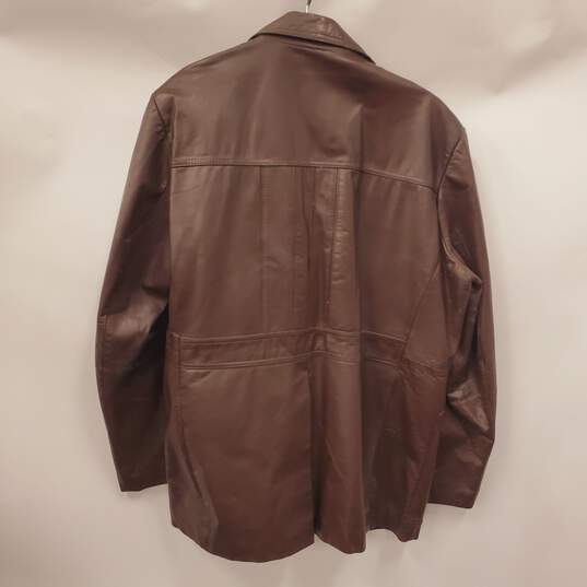 Montgomery Ward Men Brown Leather Jacket 44R image number 2