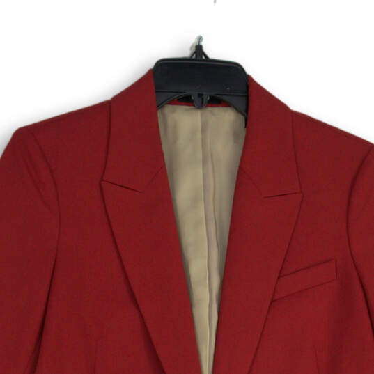 Womens Red Notch Lapel Single Breasted Long Sleeve One Button Blazer Size 6 image number 3