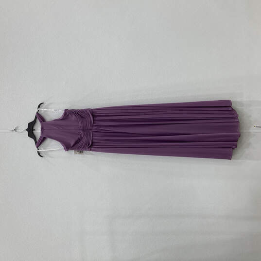 NWT Womens Purple High Neck Mesh Back Zip Bridesmaid Maxi Dress Size 12 image number 2
