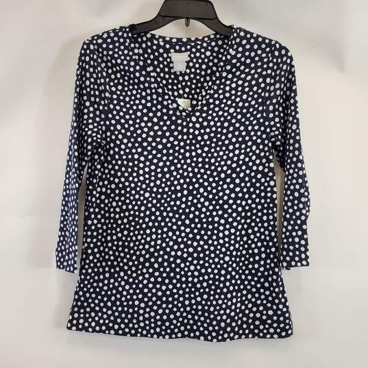 Chico's Women Navy Polka Dot Top Sz0 NWT image number 1