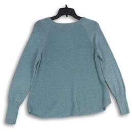 Womens Blue Knitted Long Sleeve Round Neck Pullover Sweater Size Medium alternative image