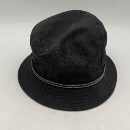 Coach Womens Black Round Wide Brim Leather Trim Bucket Hat Size M/L