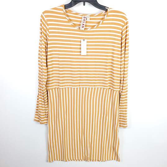 Anthropologie Women Mustard Striped Dress S NWT image number 1