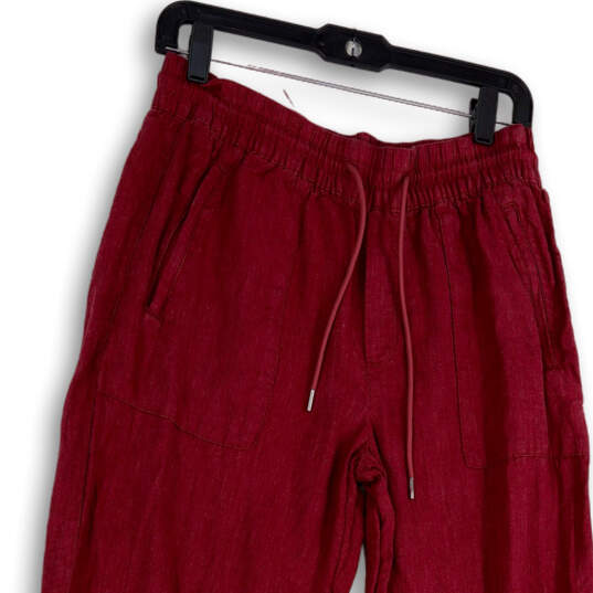 Womens Pink Elastic Waist Pockets Drawstring Straight Leg Sweatpants Size 6 image number 4