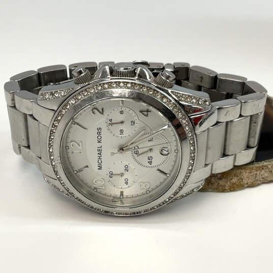 Designer Michael Kors Blair MK-5165 Clear Rhinestone Chronograph Wristwatch image number 1