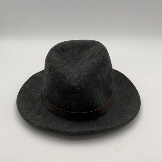 Mens Gray A199-001 Wool Leather Band Fashionable Fedora Hat One Size image number 1