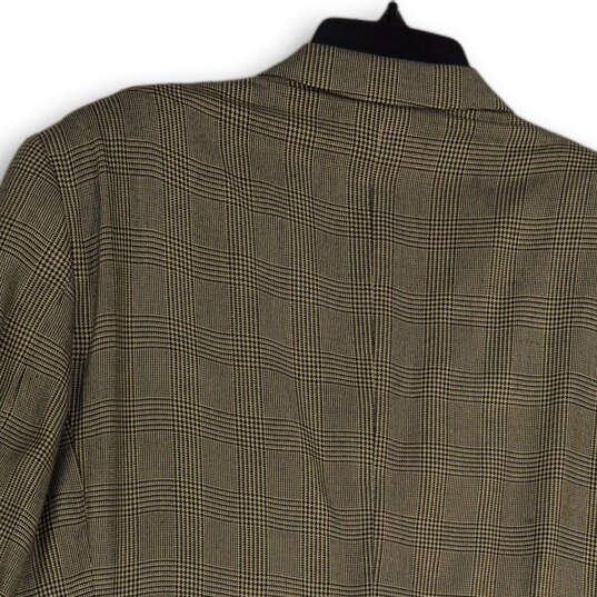 Mens Beige Plaid Single Breasted Long Sleeve Two Button Blazer Size 43 L image number 4
