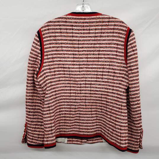 Gucci Women's Red Striped Tweed Wool Evening Jacket Size 48 AUTHENTICATED image number 3