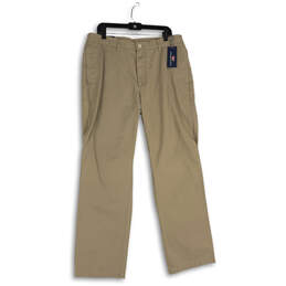 NWT Mens Khaki Flat Front Slash Pocket Straight Leg Chino Pants Size 36x32