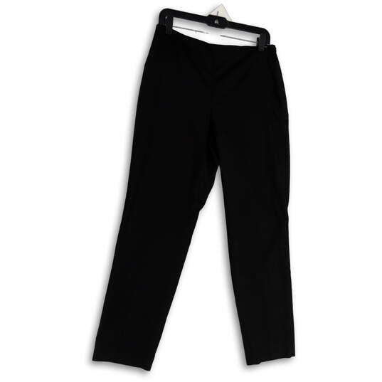 Womens Black Flat Front Slash Pocket Classic Straight Leg Dress Pants Sz 6 image number 2