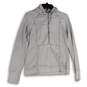 Womens Gray Striped Stretch Long Sleeve Pocket Pullover Hoodie Size M image number 1