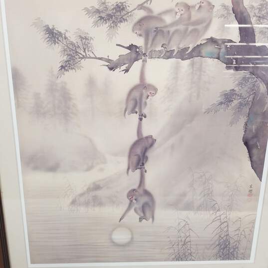 Watercolor Print - Monkeys Reaching for the Moon - Framed image number 5