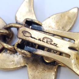 Oscar De La Renta Gold Tone Hammered Star & Flower Dangle Post Earrings 23.1g alternative image
