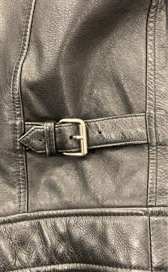 DKNY Men's Black Leather Jacket - Size X Large image number 5
