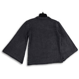 NWT Womens Gray Medium Wash Slit Bell Sleeve Denim Jacket Size Small alternative image