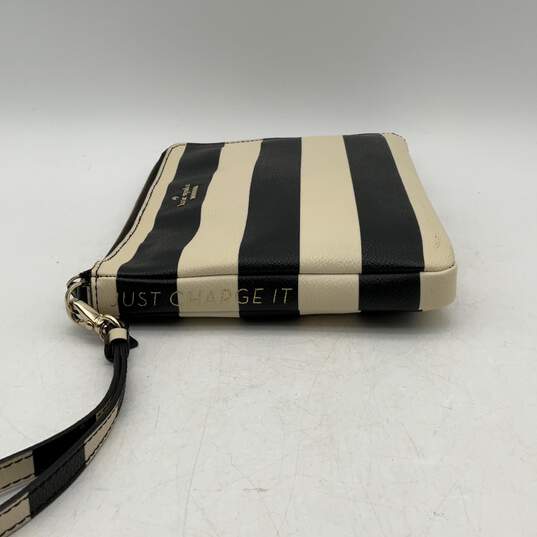 Kate Spade Womens Black White Striped Zipper Charging Pouch Wristlet Wallet image number 2
