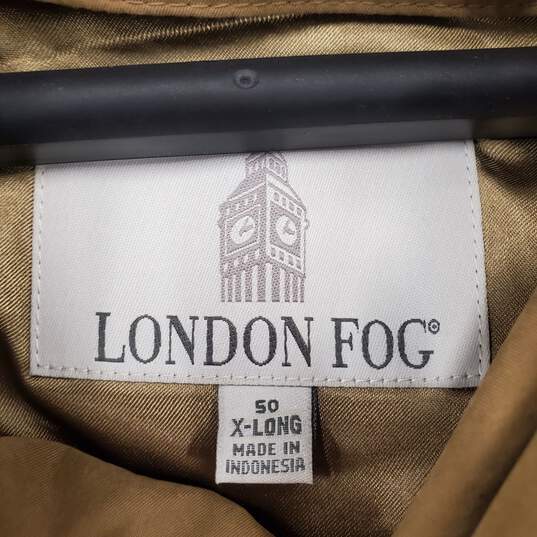 London Fog Men Tan Trench Coat Sz 50 XL NWT image number 5