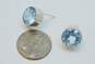 Sterling Silver Blue Topaz Stud Earrings w/ 14K Yellow Gold Posts 5.7g image number 3