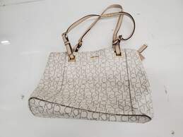 Calvin Klein Monogram Cream Tote Handbag