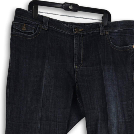 Womens Blue Denim Dark Wash 5-Pocket Design Straight Leg Jeans Size 20T image number 3