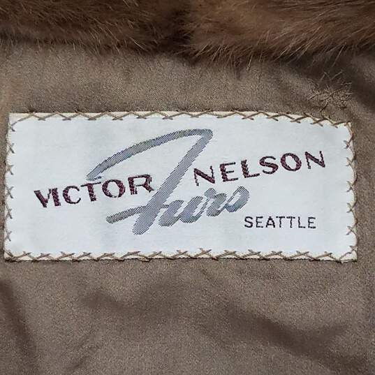 Vintage Victor Nelson Furs Seattle Brown Mink & Leather Coat Size S image number 4