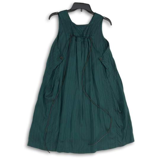 NWT Rundholz Womens Green Striped V-Neck Sleeveless Drawstring Mini Dress Size S image number 2