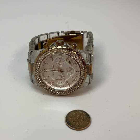 Designer Michael Kors Madison MK5323 Gold-Tone Rhinestone Analog Wristwatch image number 2