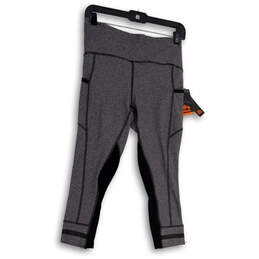 NWT Womens Gray Black Regular Fit Elastic Waist Cropped Leggings Size M