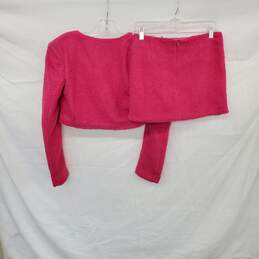 Pretty Little Thing Bright Pink Boucle Cropped Blazer Jacket & Micro Mini Skirt 2 Piece Set WM Size 4 NWT alternative image