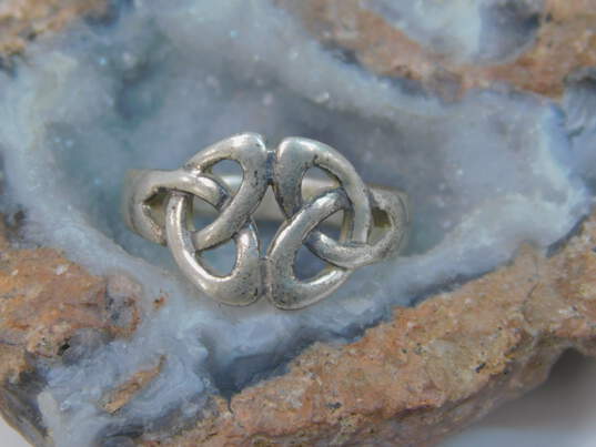 Romantic 925 Sterling Silver Claddagh Celtic Knot & Clover Shamrock Earrings & Rings 13.4g image number 8