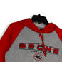 Mens Gray Red Heather Long Sleeve Kangaroo Pockets Pullover Hoodie Size S image number 3