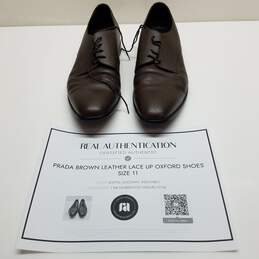AUTHENTICATED Prada Brown Leather Lace Up Oxfords Size 11
