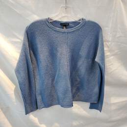 Eileen Fisher Blue Merino Wool Pullover Crop Sweater Women's Size XS