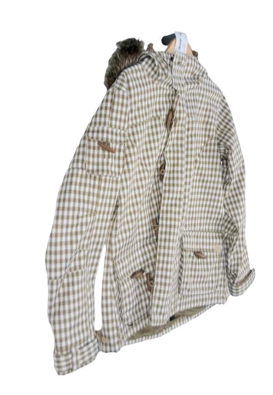 Womens Multicolor Check Long Sleeve Hooded Snowboarding Jacket Size XL image number 3