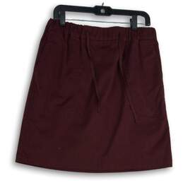 Loft Womens Burgundy Elastic Drawstring Waist Flat Front Mini Skirt Size Medium