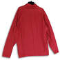 Mens Red Striped Long Sleeve Mock Neck 1/4 Zip Activewear T-Shirt Size 3XL image number 3