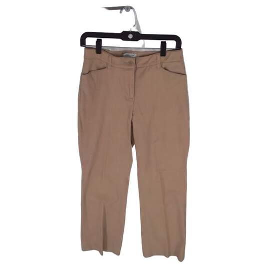 Womens Beige Straight Leg Flat Front Mid Rise Chino Pants Size US 6 image number 2