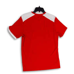 Mens Red White V-Neck Short Sleeve Pullover Activewear T-Shirt Size L alternative image