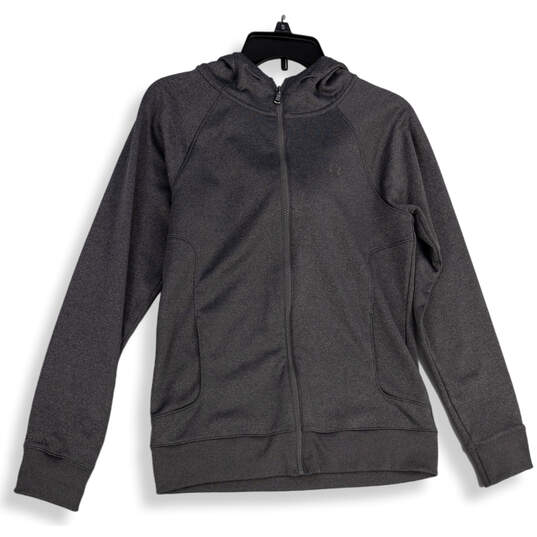 Womens Gray Long Sleeve Athletic Fleece Full-Zip Hoodie Size Medium image number 3