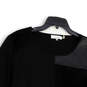 Womens Black Patchwork Long Sleeve Round Neck Pullover Top Size X-Large image number 3