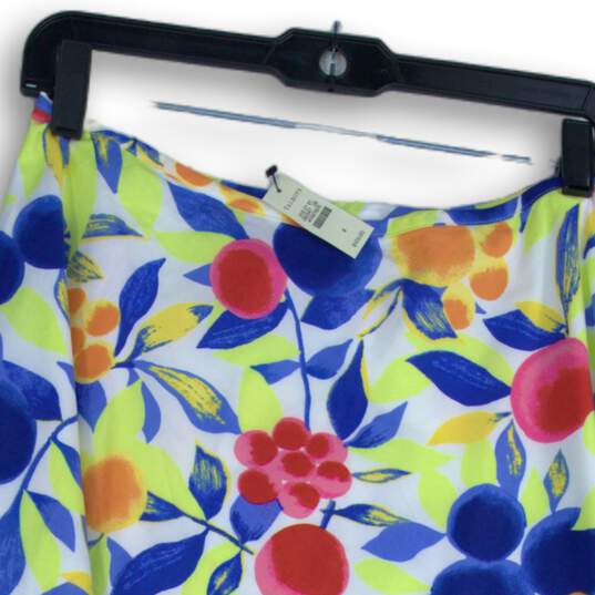 NWT Talbots Womens Blue Floral Flat Front Side Zip Knee Length A-Line Skirt Sz 4 image number 3