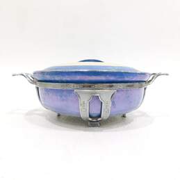 Royal Rochester Covered Casserole Dish w/ Stand Blue & Cream Pearlized Lid